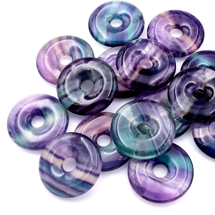 AAA Natural Fluorite Donut Pendant 30mm Intrinsic Trading Necklaces
