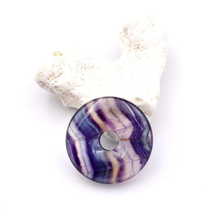 AAA Natural Fluorite Donut Pendant 30mm Intrinsic Trading Necklaces