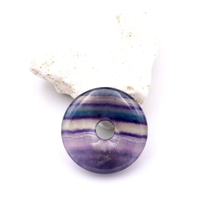 AAA Natural Fluorite Donut Pendant 30mm Intrinsic Trading Necklaces
