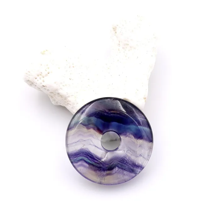 AAA Natural Fluorite Donut Pendant 30mm Intrinsic Trading Necklaces