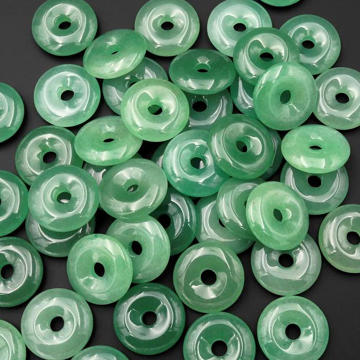 AAA Natural Green Aventurine Donut Pendant 25mm 30mm 35mm Intrinsic Trading Necklaces