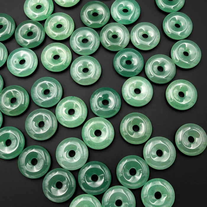 AAA Natural Green Aventurine Donut Pendant 25mm 30mm 35mm Intrinsic Trading Necklaces
