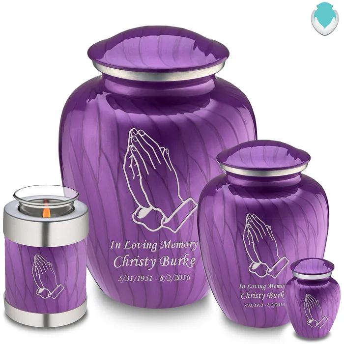 Adult Embrace Pearl Purple Praying Hands Cremation Urn GetUrns Earrings