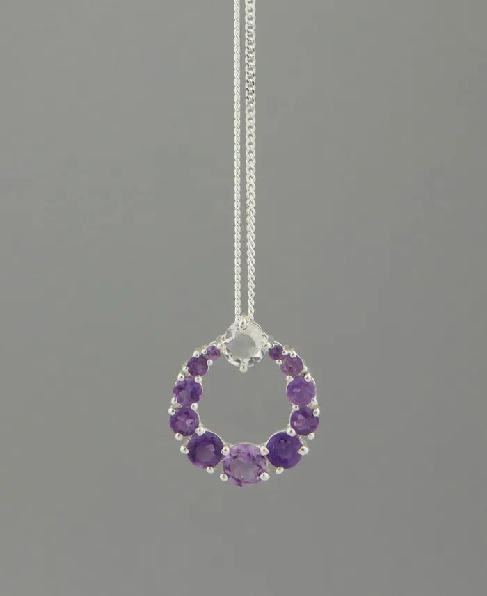Amethyst and Clear Quartz Sterling Pendant Necklaces Buddha Groove Necklaces