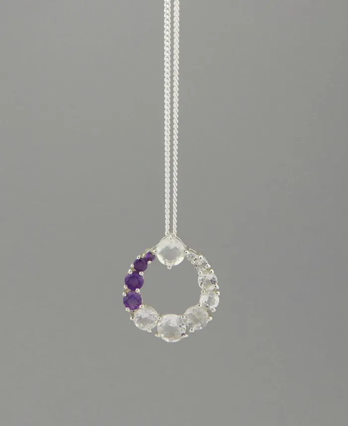 Amethyst and Clear Quartz Sterling Pendant Necklaces Buddha Groove Necklaces