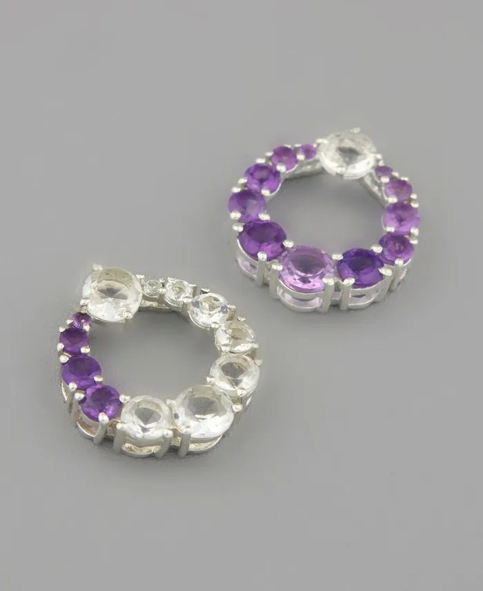 Amethyst and Clear Quartz Sterling Pendant Necklaces Buddha Groove Necklaces