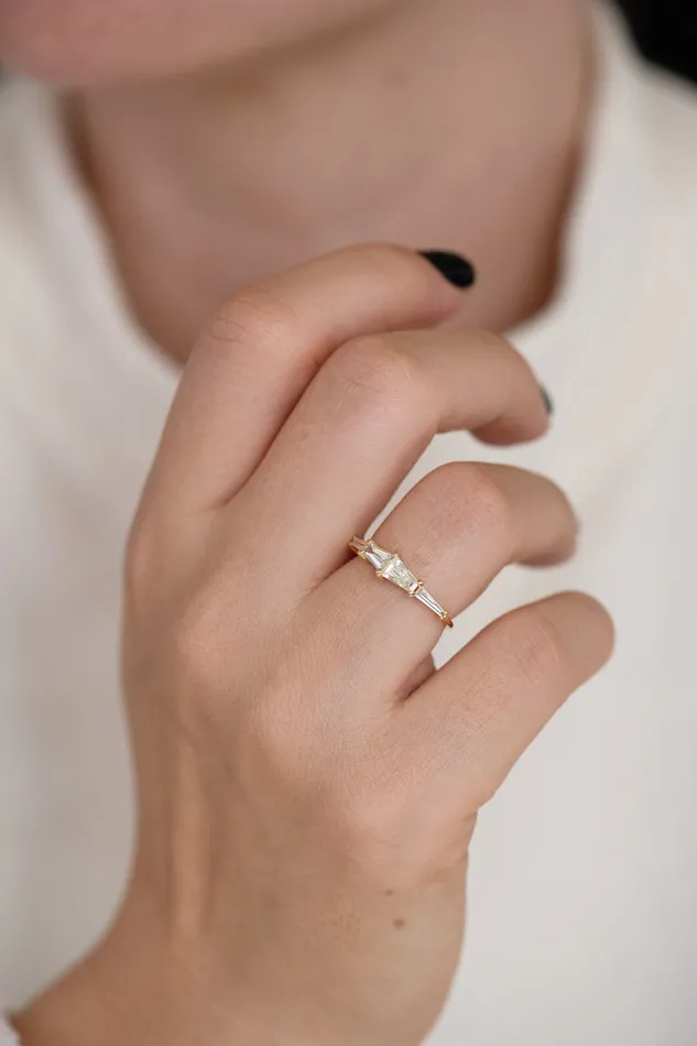 ARTEMER Rings Tapered Baguette Engagement Ring