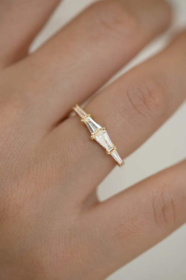 ARTEMER Rings Tapered Baguette Engagement Ring