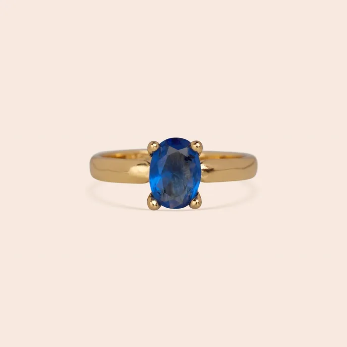 Blue Solitaire Ring Gemlet Rings