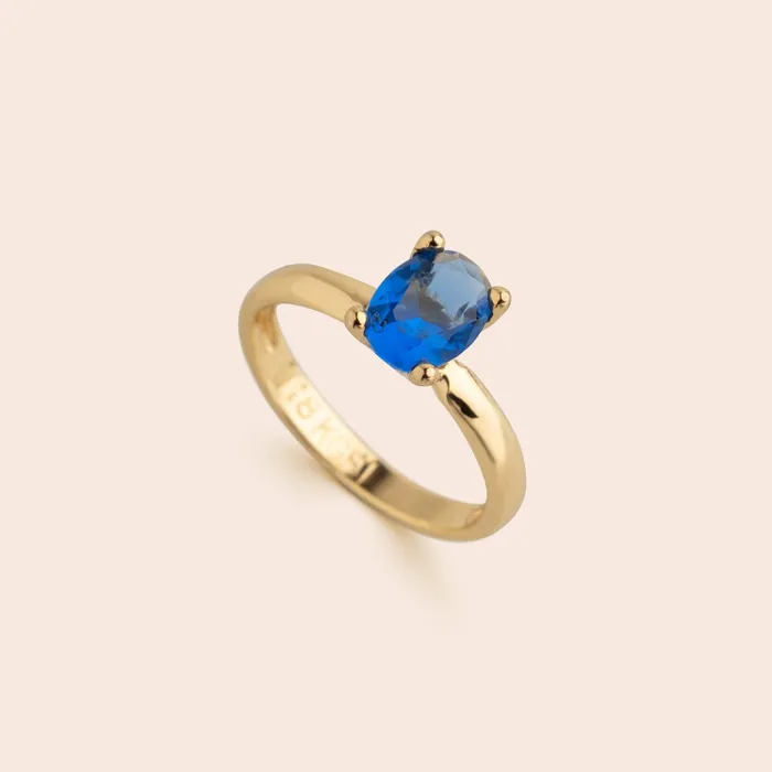 Blue Solitaire Ring Gemlet Rings