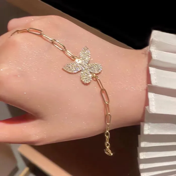 Bracelets Refined by AnnaKaci Gold Chain with Crystal Butterfly Bracelet Bracelets Refined by AnnaKaci Gold Chain with Crystal Butterfly Bracelet