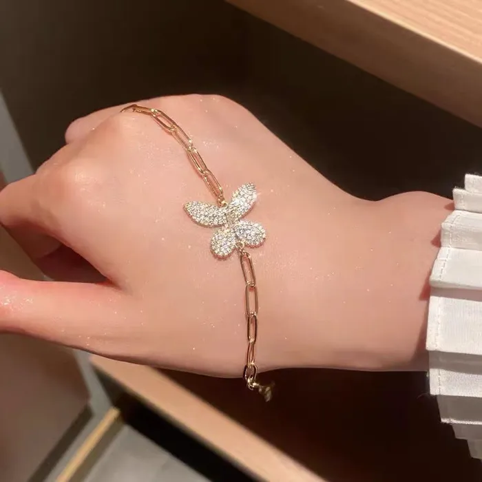 Bracelets Refined by AnnaKaci Gold Chain with Crystal Butterfly Bracelet Bracelets Refined by AnnaKaci Gold Chain with Crystal Butterfly Bracelet