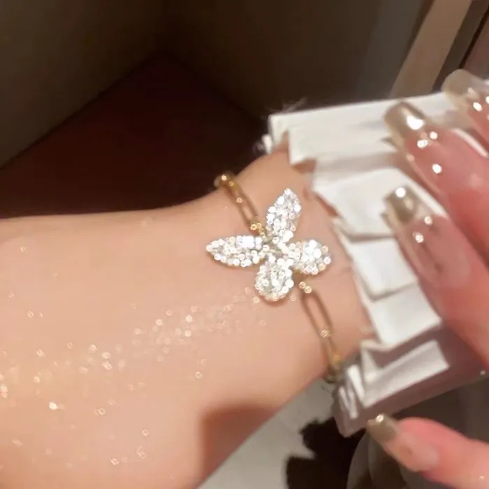 Bracelets Refined by AnnaKaci Gold Chain with Crystal Butterfly Bracelet Bracelets Refined by AnnaKaci Gold Chain with Crystal Butterfly Bracelet