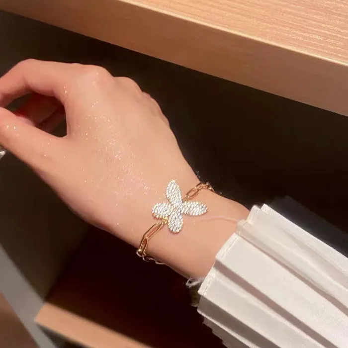 Bracelets Refined by AnnaKaci Gold Chain with Crystal Butterfly Bracelet Bracelets Refined by AnnaKaci Gold Chain with Crystal Butterfly Bracelet