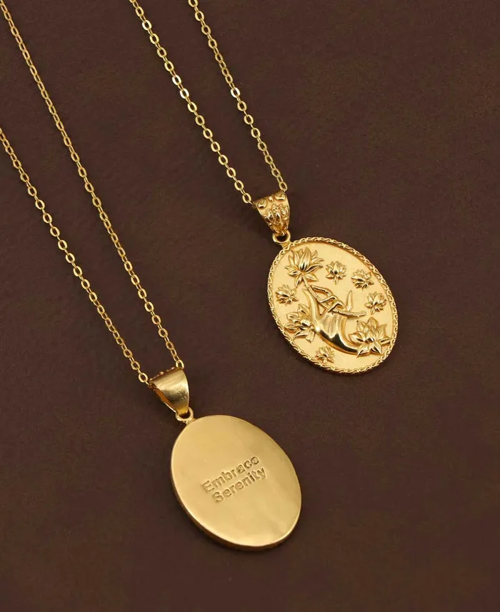 Buddha Groove Mudra Hand and Lotus Flower Pendant Necklace Necklaces