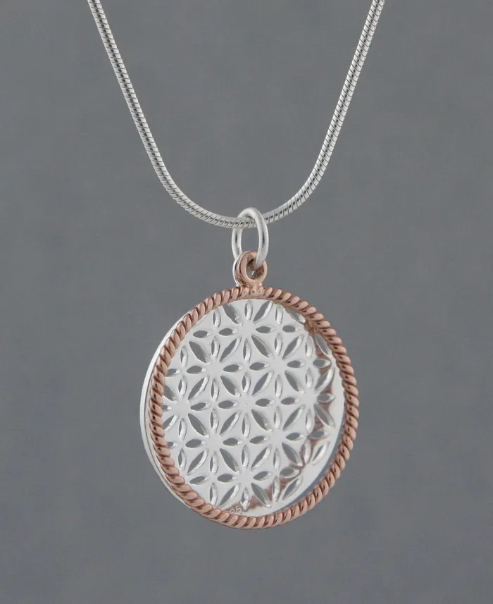 Buddha Groove Necklaces Flower of Life Rose Gold Halo Pendant Sterling Silver