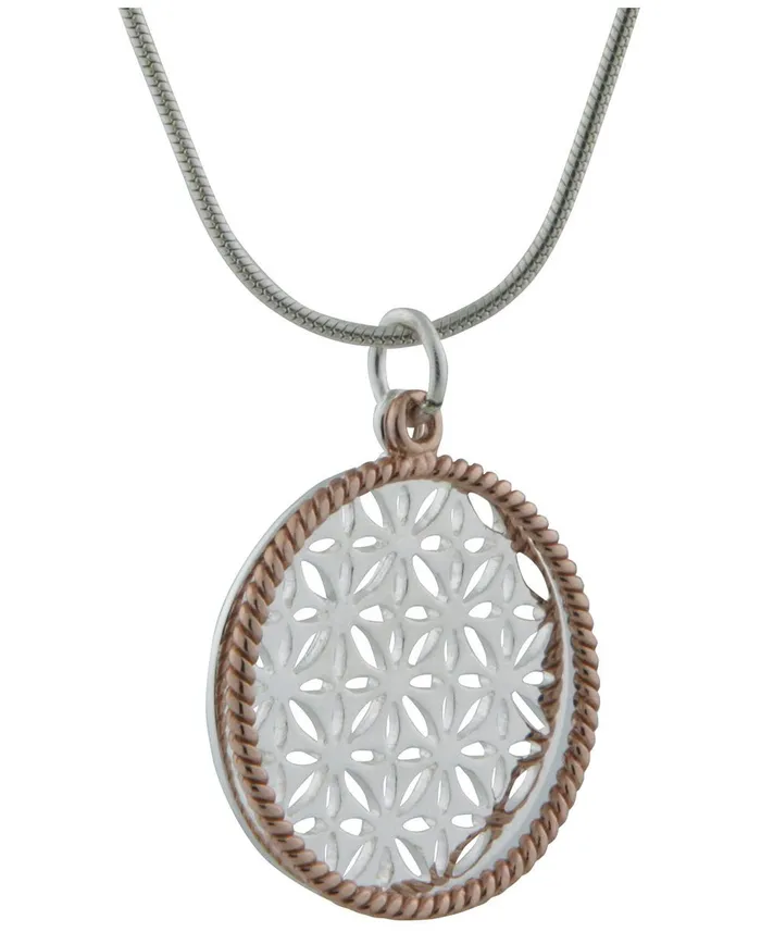 Buddha Groove Necklaces Flower of Life Rose Gold Halo Pendant Sterling Silver