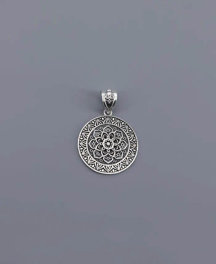 Buddha Groove Necklaces Sterling Silver Lotus Mandala Pendant