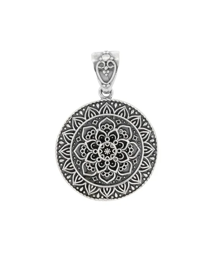 Buddha Groove Necklaces Sterling Silver Lotus Mandala Pendant