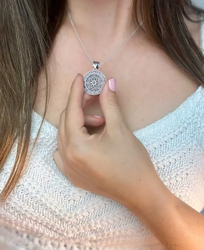 Buddha Groove Necklaces Sterling Silver Lotus Mandala Pendant