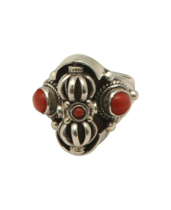 Buddha Groove Rings Sterling Silver Adjustable Spinning Vajra Ring