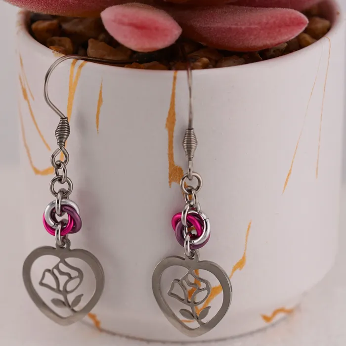 Captive Collars Earrings Rose Heart Earrings