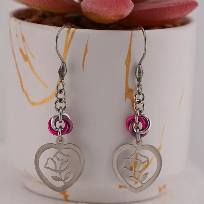 Captive Collars Earrings Rose Heart Earrings