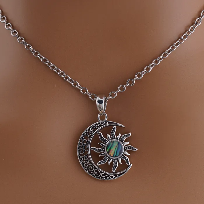 Captive Collars Necklaces Mother of Pearl Moon and Sun Sterling Silver