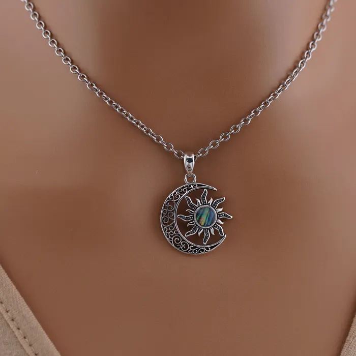 Captive Collars Necklaces Mother of Pearl Moon and Sun Sterling Silver