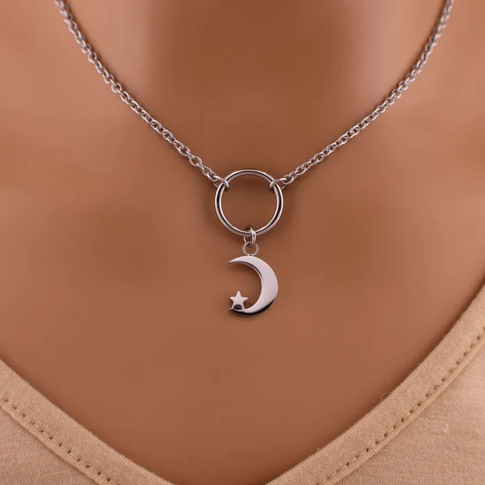 Captive Collars Submissive Necklace Moon and Star Necklaces