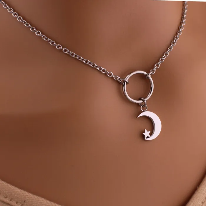 Captive Collars Submissive Necklace Moon and Star Necklaces