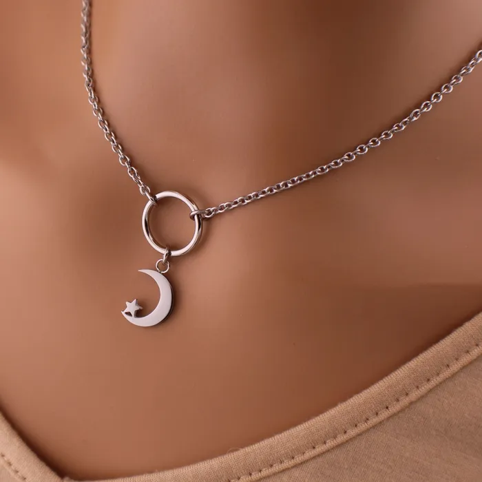 Captive Collars Submissive Necklace Moon and Star Necklaces