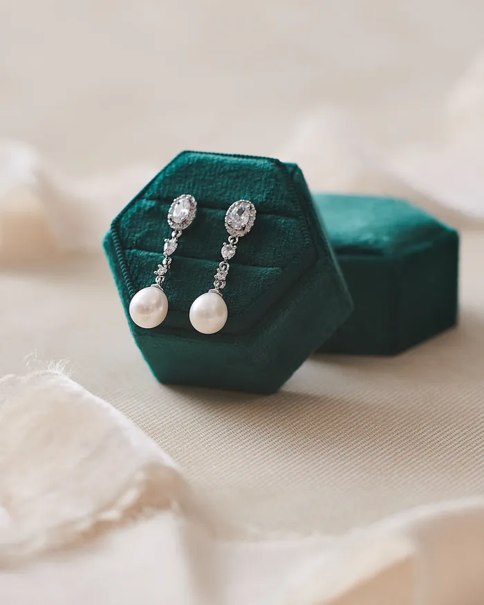  Dareth Colburn Adele Pearl CZ Earrings Earrings