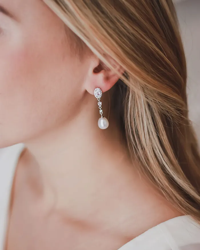 Dareth Colburn Adele Pearl CZ Earrings Earrings