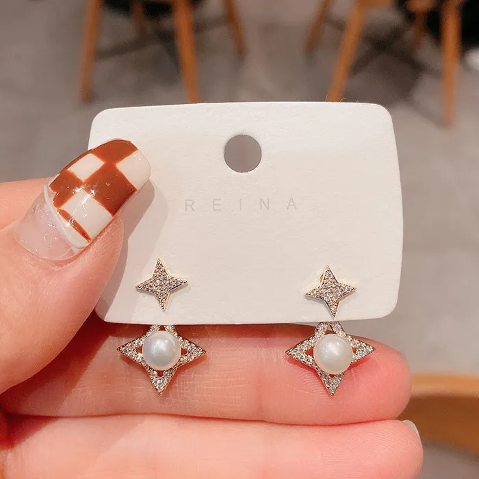 Double Star Pearl Earring Studs Refined by AnnaKaci Earrings