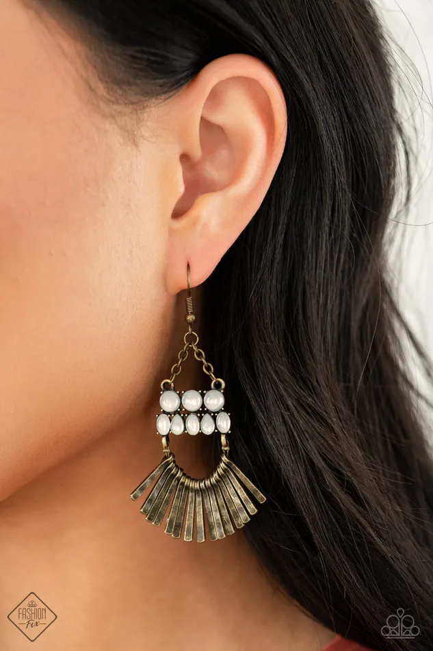 Earrings All Eyes On U Jewelry Paparazzi Accessories A FLARE For Fierceness Brass Paparazzi Earrings
