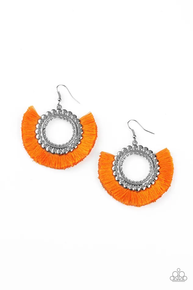 Earrings All Eyes On U Jewelry Paparazzi Accessories Fringe Fanatic Orange Paparazzi Earrings