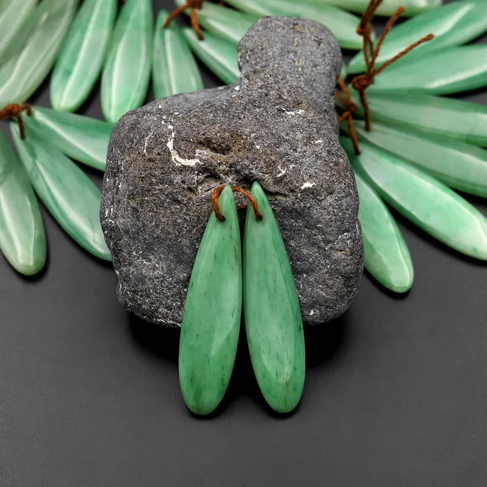 Earrings Intrinsic Trading Drilled Natural Brazilian Green Jade Earring Pair Teardrop Cabochon Cab Pair Matched Gemstone Earrings Bead Pair