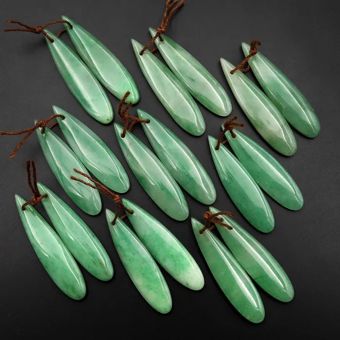 Earrings Intrinsic Trading Drilled Natural Brazilian Green Jade Earring Pair Teardrop Cabochon Cab Pair Matched Gemstone Earrings Bead Pair