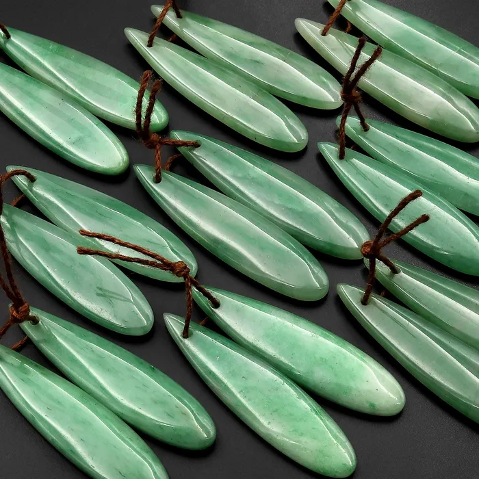 Earrings Intrinsic Trading Drilled Natural Brazilian Green Jade Earring Pair Teardrop Cabochon Cab Pair Matched Gemstone Earrings Bead Pair