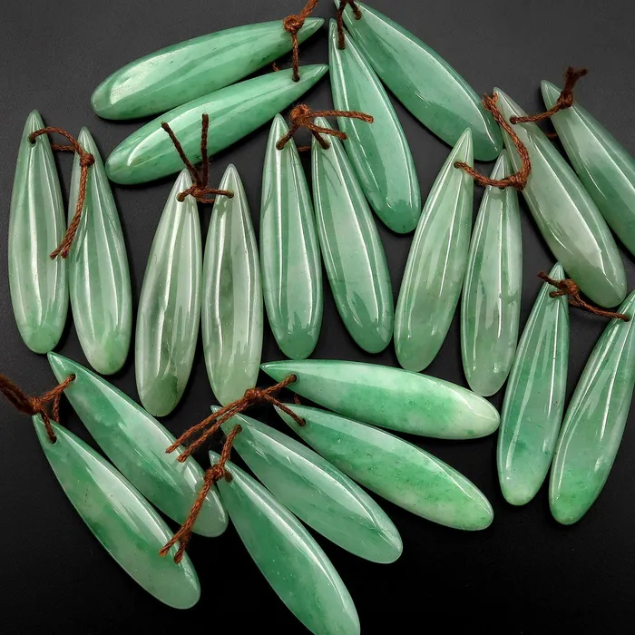 Earrings Intrinsic Trading Drilled Natural Brazilian Green Jade Earring Pair Teardrop Cabochon Cab Pair Matched Gemstone Earrings Bead Pair