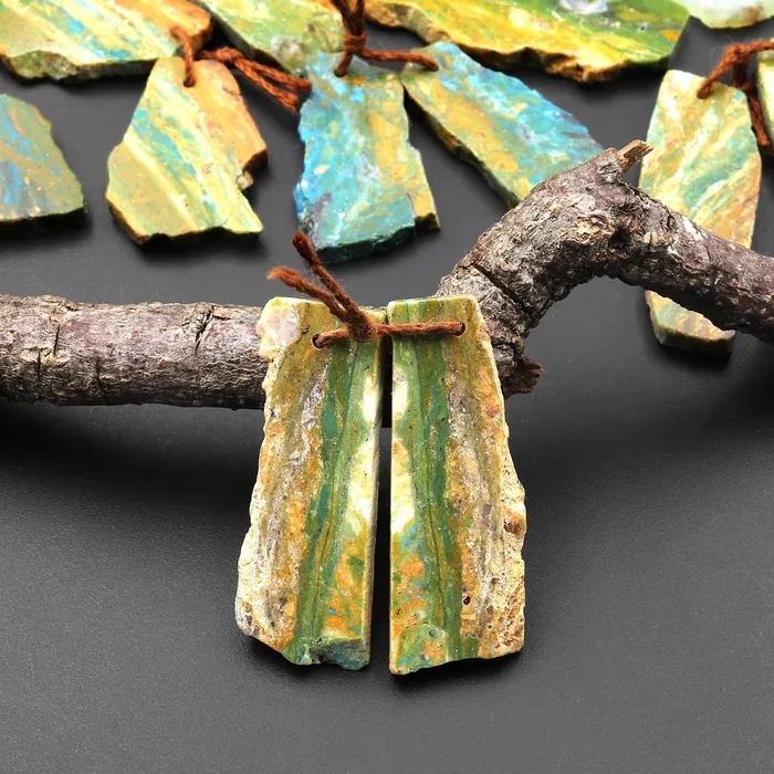 Earrings Intrinsic Trading Drilled Natural Peruvian Blue Green Opal Earring Pair Hand Cut Freeform Gemstone Matched Beads A10 Earrings Intrinsic Trading Drilled Natural Peruvian Blue Green Opal Earring Pair Hand Cut Freeform Gemstone Matched Beads A10