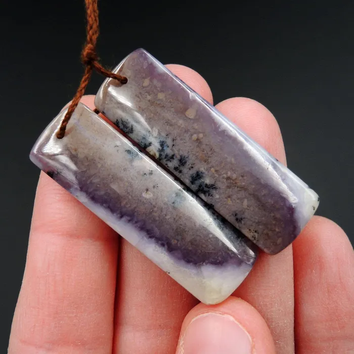Earrings Intrinsic Trading Natural Amethyst Sage Chalcedony Earring Pair Cabochon Cab Pair Drilled Matched Earrings Bead Pair Natural Stone E2402