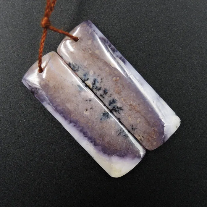 Earrings Intrinsic Trading Natural Amethyst Sage Chalcedony Earring Pair Cabochon Cab Pair Drilled Matched Earrings Bead Pair Natural Stone E2402