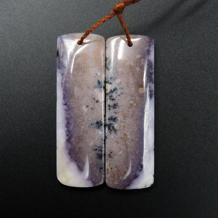 Earrings Intrinsic Trading Natural Amethyst Sage Chalcedony Earring Pair Cabochon Cab Pair Drilled Matched Earrings Bead Pair Natural Stone E2402