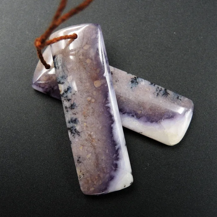 Earrings Intrinsic Trading Natural Amethyst Sage Chalcedony Earring Pair Cabochon Cab Pair Drilled Matched Earrings Bead Pair Natural Stone E2402