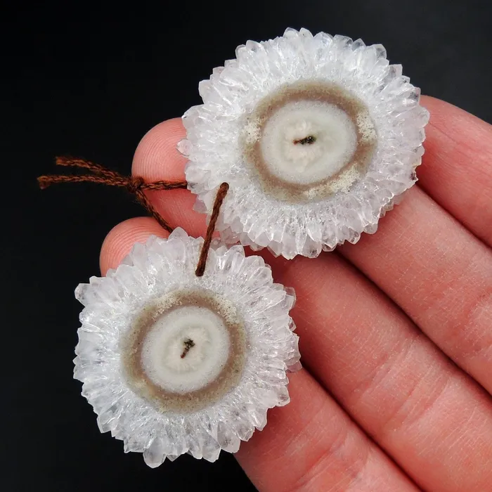 Earrings Intrinsic Trading Natural Amethyst Stalactite Flower Earring Pair Cabochon Cab Pair Drilled Matched Earrings Bead Pair E3250