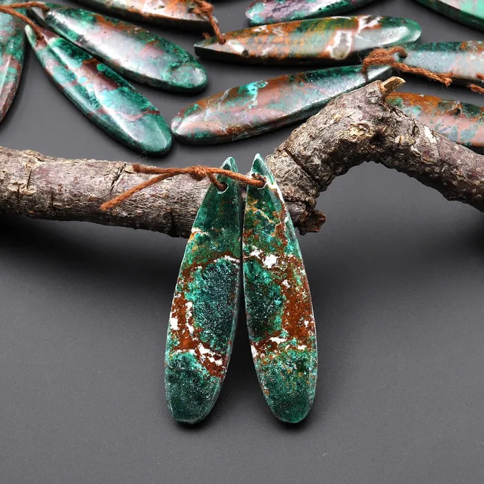 Earrings Intrinsic Trading Natural Green Malachite Chrysocolla Earring Pair Drilled Matched Gemstone Beads From Australia A3 Earrings Intrinsic Trading Natural Green Malachite Chrysocolla Earring Pair Drilled Matched Gemstone Beads From Australia A3