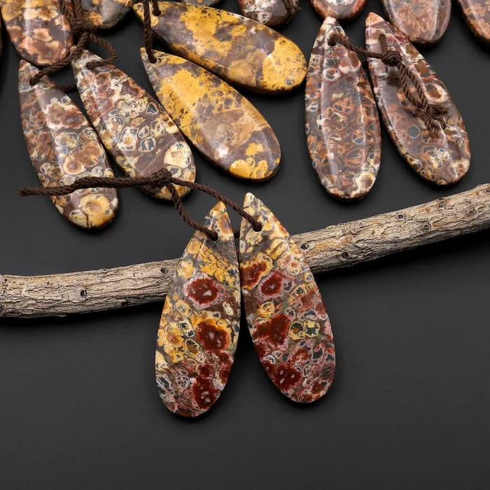 Earrings Intrinsic Trading Natural Leopard Skin Orbicular Jasper Earring Pair Gemstone Drilled Matched Teardrop Beads A4 Earrings Intrinsic Trading Natural Leopard Skin Orbicular Jasper Earring Pair Gemstone Drilled Matched Teardrop Beads A4