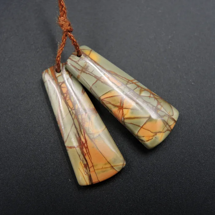 Earrings Intrinsic Trading Natural Red Creek Jasper Cabochon Cab Pair Drilled Matched Earrings Bead Pair E371